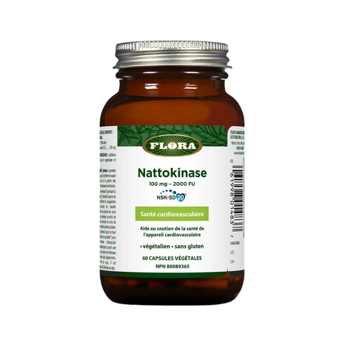 תוסף תמיכה קרדיווסקולרית Flora Nattokinase NSK-SD 100 מ"ג עם 2000 FU. קפסולות טבעוניות ללא גלוטן לבריאות הלב בקטגוריית תזונת כושר.