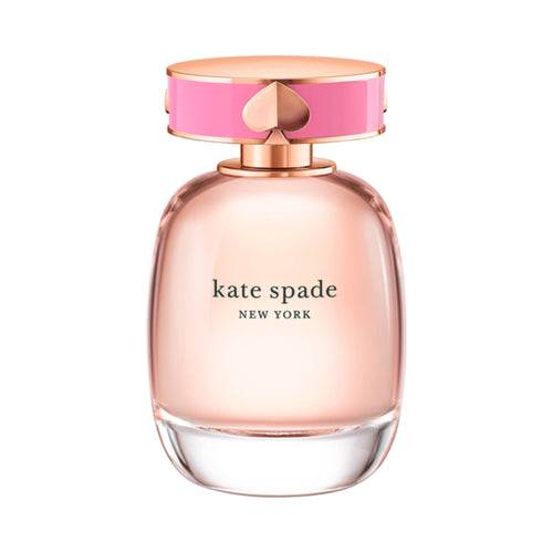 Kate Spade New York EDP, 100 ml/3,4 fl oz dameduft i en klar glasflaske med pink låg og guldaccenter, ideel til gaver eller dagligt brug.