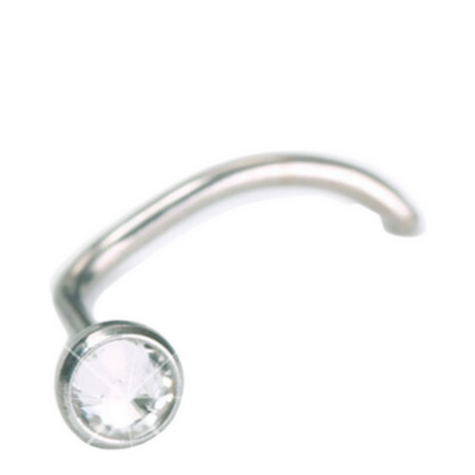 Blomdahl Nose Bezel, Crystal - Silver Titanium (Curved Shape Pin) (3mm)