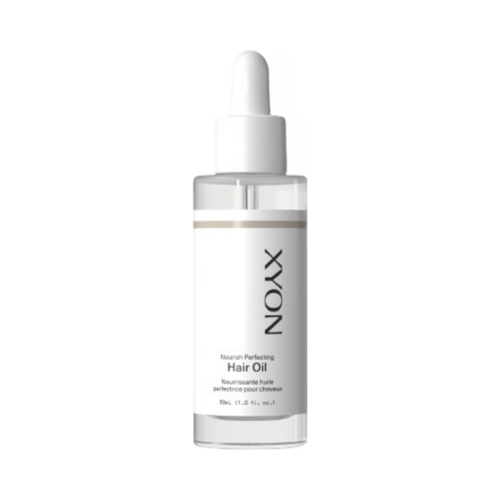 XYON Nourish Perfecting Hair Oil για περιποίηση ξηρών μαλλιών, με έλαια αμυγδάλου, αργκάν, ιβίσκου και ελιάς σε ένα κομψό μπουκάλι περιποίησης 1 fl oz.