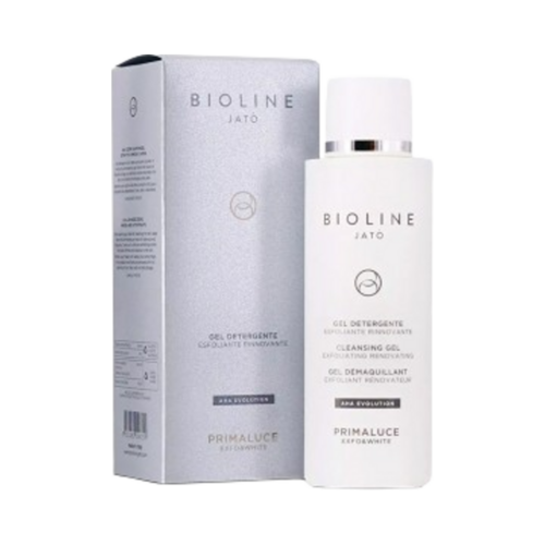 Bioline PRIMALUCE Exforadiance Cleansing Gel 200 מ"ל בקבוק ואריזה, תרחיץ פילינג לפנים אידיאלי לשגרת טיפוח יומיומית.