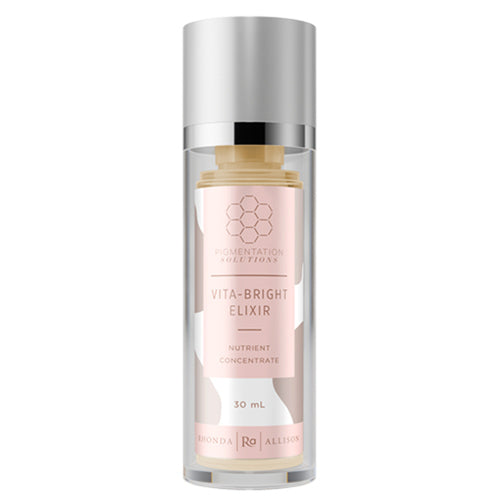 Rhonda Allison Pigmentation Solution Vita-Bright Elixir θρεπτικό συμπύκνωμα σε κομψό μπουκάλι 30mL, ιδανικό για την αντιμετώπιση του ανομοιόμορφου τόνου του δέρματος και της θαμπάδας.