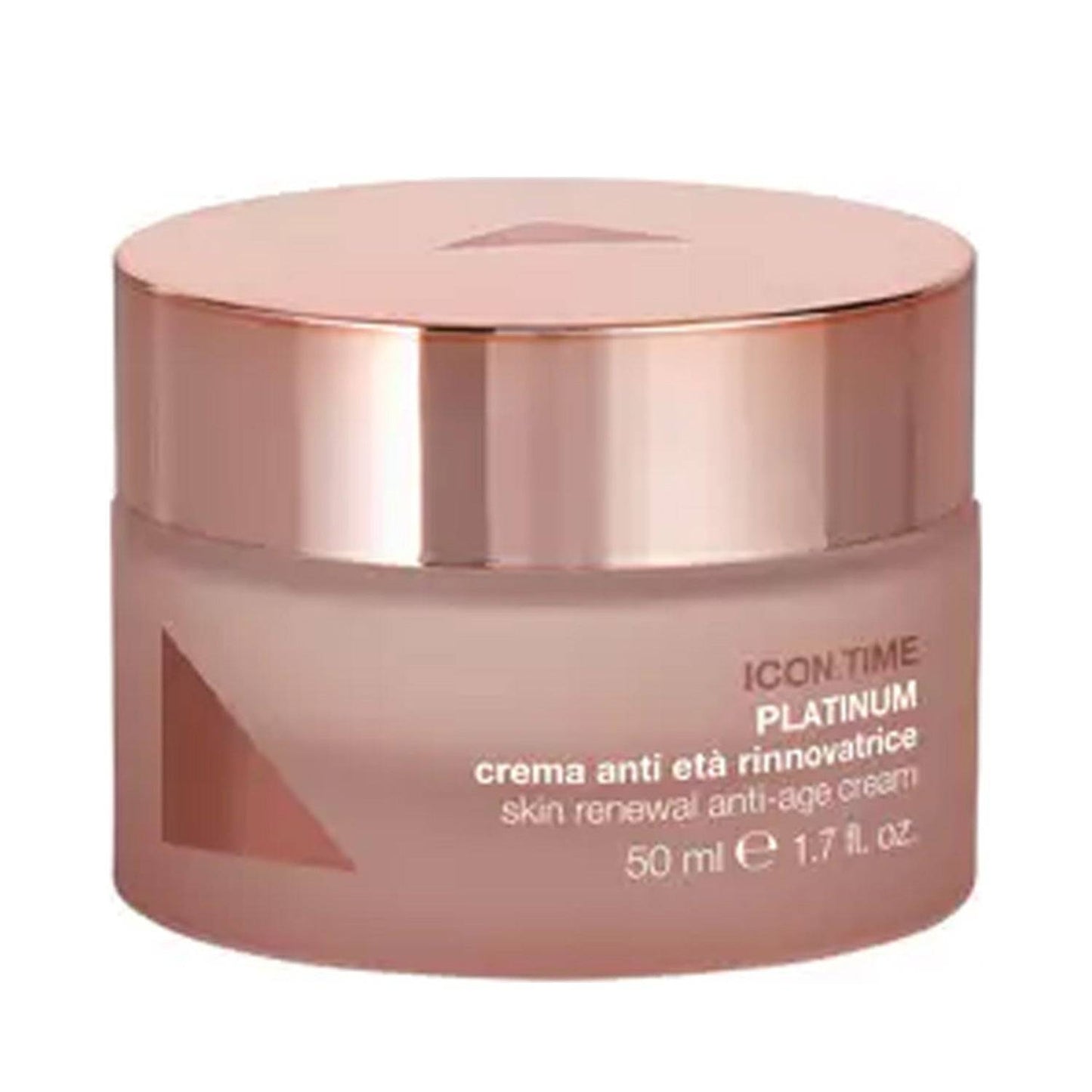 פלטינום Skin Renewal Anti-Age Cream מאת דייגו דלה פלמה בצנצנת 50 מ"ל זהב ורוד. קרם פנים יוקרתי לעור מוצק וצעיר.
