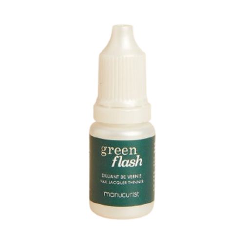 Manucurist Green Flash Nail Polish Thinner in a white dropper bottle, perfect for thinning gel polish and enhancing longevity and shine.