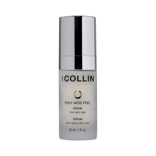 GM Collin Poly-Acid פילינג סרום בבקבוק 30 מ"ל להצערת העור. מתמקד בקמטים עדינים, קמטים ומרקם לא אחיד עם חומצות גליקוליות וחומצות חלב.