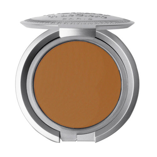 T LeClerc Compact Foundation en tono bronce intenso, formulada para tonos de piel más oscuros con un acabado natural y una cobertura mate modulable.
