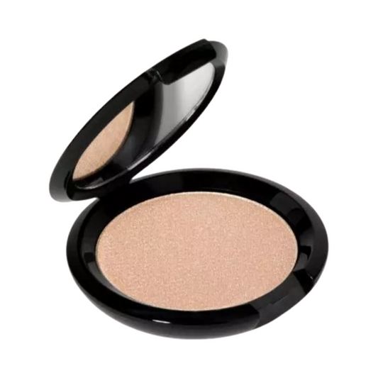 Open T LeClerc Highlighter compacto que muestra un polvo suave y brillante, perfecto para lograr un brillo natural en aplicaciones de maquillaje facial.
