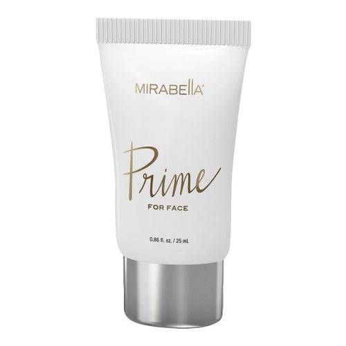 Face Makeup Primer - Mirabella Prime in sleek white and silver packaging, ideal for moisturizing and prepping skin before foundation.
