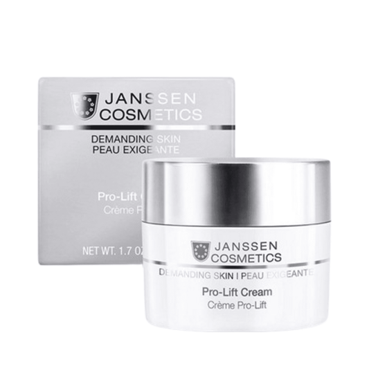 Κρέμα προσώπου Janssen Cosmetics Pro-Lift Cream σε βάζο 1,7 oz με συσκευασία κουτιού, ιδανική για την ενυδάτωση του δέρματος και τη βελτίωση της υφής.