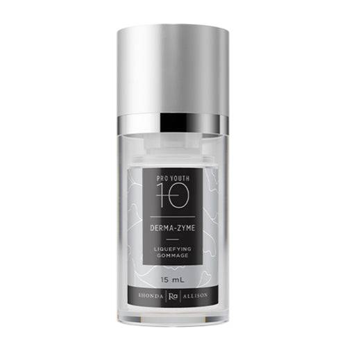 Rhonda Allison Pro Youth Derma-Zyme, פילינג פנים 15 מ"ל באריזת כסף קומפקטית, מושלם לנסיעות ולשימוש ממוקד בטיפוח העור.