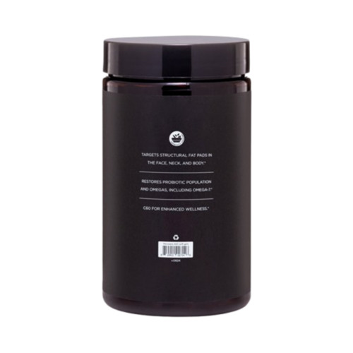 Product side label of Osmosis Recovery Gel Caps describing targeted fat pad support, probiotic restoration, and wellness enhancement.