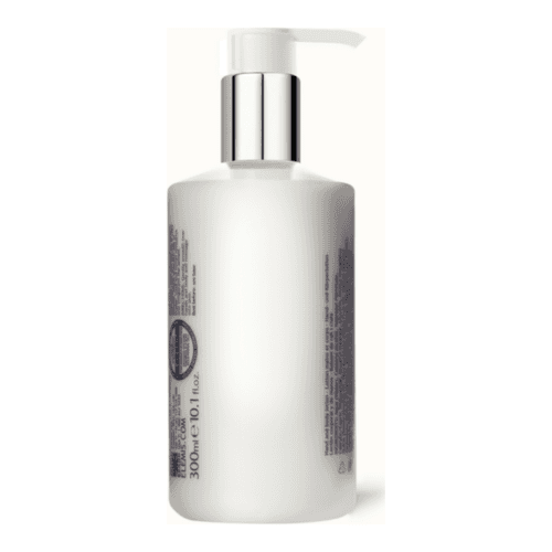 מבט מהצד של Elemis Revitalise-Me קרם ידיים וגוף 300 מ"ל עם תווית ומשאבה גלויים, מושלם ללחות הגוף היומיומי.