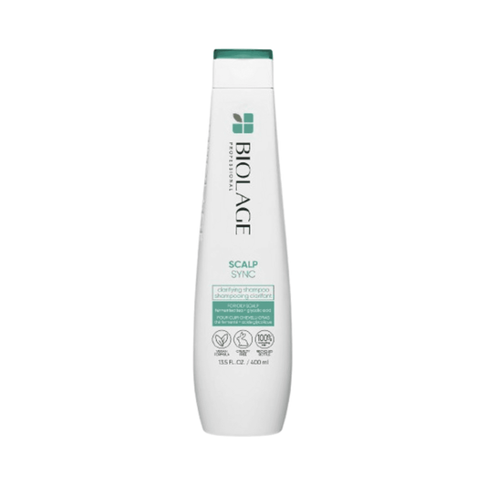 Biolage Scalp Sync Clarifying Shampoo 13,5 fl oz μπουκάλι για περιποίηση λιπαρού τριχωτού της κεφαλής, αφαιρεί τη συσσώρευση και τα υπολείμματα για ανανεωμένα μαλλιά.