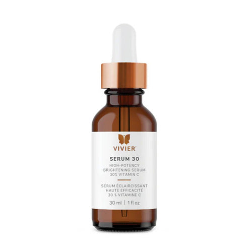 VivierSkin Serum 30 مصل الوجه في زجاجة 30 مل، مصمم لعلاج تغير لون البشرة وتعزيز السطوع باستخدام فيتامين C من الدرجة السريرية.