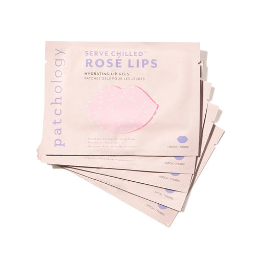 Patchology Serve Chilled Rose Lips Hydrating Lip Gels-pakke, ideell for leppehydrering og behandling med kollagen og vitamin C.