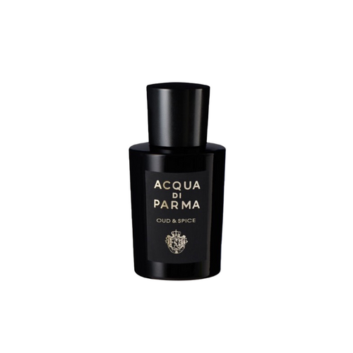 Parfum Acqua Di Parma Oud Spice - 180 ml dans un flacon noir minimaliste, parfait pour offrir ou pour un usage personnel dans une collection de parfums féminins haut de gamme.