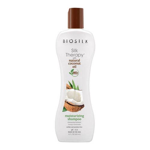 Biosilk Moisturizing Shampoo bottle with coconut illustration