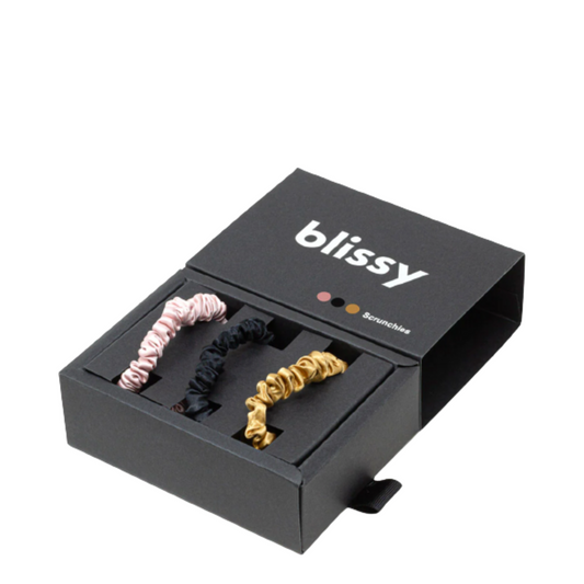 Blissy Skinny Scrunchies - Black-Gold-Pink