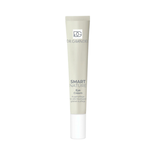 Smart Nature Eye Cream של Dr Grandel בעיצוב שפופרת מינימליסטי. מחליק ומרענן את העור מתחת לעיניים למראה צעיר ולחות.