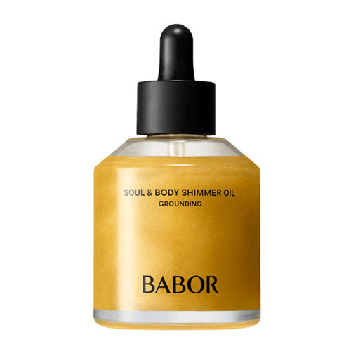 Radiant Babor Soul and Body Shimmer Oil σε κομψό γυάλινο μπουκάλι. Ενισχύει τη λάμψη του δέρματος με θρεπτικό έλαιο λάμψης για περιποίηση σώματος.