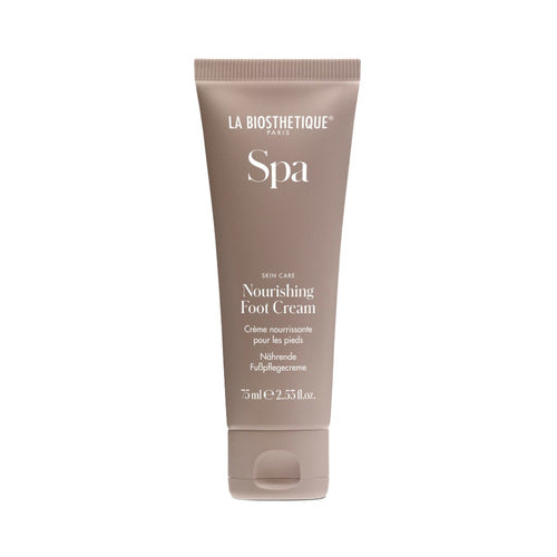 Crème pour les pieds La Biosthetique - Soin nourrissant dans un emballage beige élégant. Formule de soin intensif à l'acide lactique pour les pieds secs et craquelés.