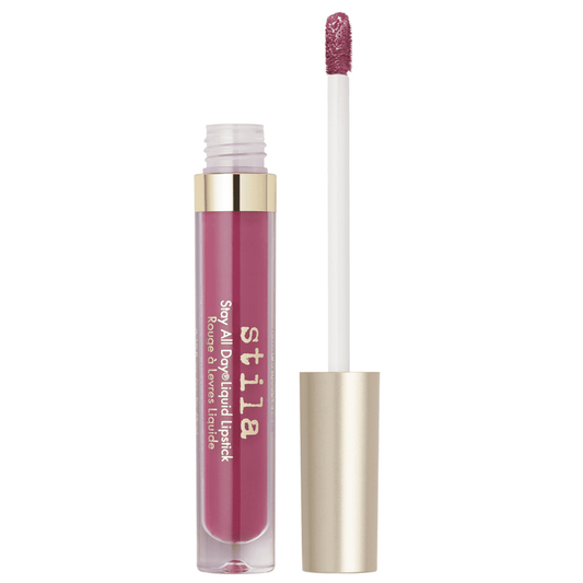 Stila Stay All Day Liquid Lipstick i lilla rosa nyanse med gullhette, 3 ml tube for dristige farger og 12-timers bruk. Lett, beriket med vitamin E.