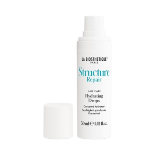 La Biosthetique Structure Repair ラインのハイドレーティング ドロップ。乾燥してもろくなった髪のための集中的なヘアトリートメントで、潤いの効果を深くコンディショニングします。
