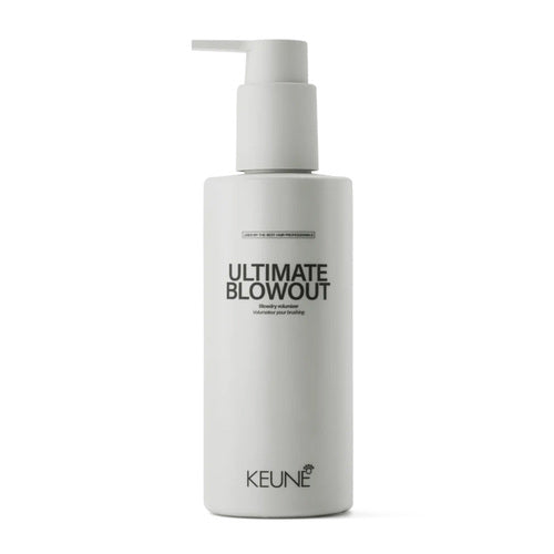 Keune Style Blowout - Volume & Shine | תחליב Medium Hold Heat Protection באריזה לבנה מינימליסטית, מושלם לעיצוב שיער מקצועי.