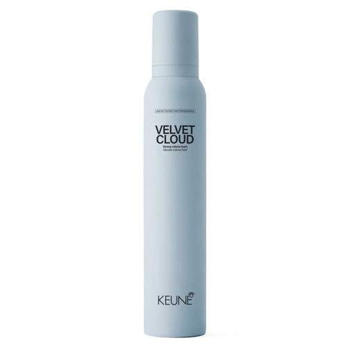 Keune Style Velvet Cloud קצף נפח באריזה מינימליסטית. אידיאלי להגברת נפח השיער ומתן הזנה עם חומרים מזינים חיוניים.