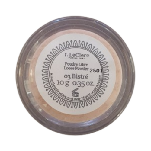 T LeClerc Loose Powder Bistre - Gratis gave, 10 g krukke med rosa beige opplysende pudderfoundation for jevn hudtone og naturlig dekning.