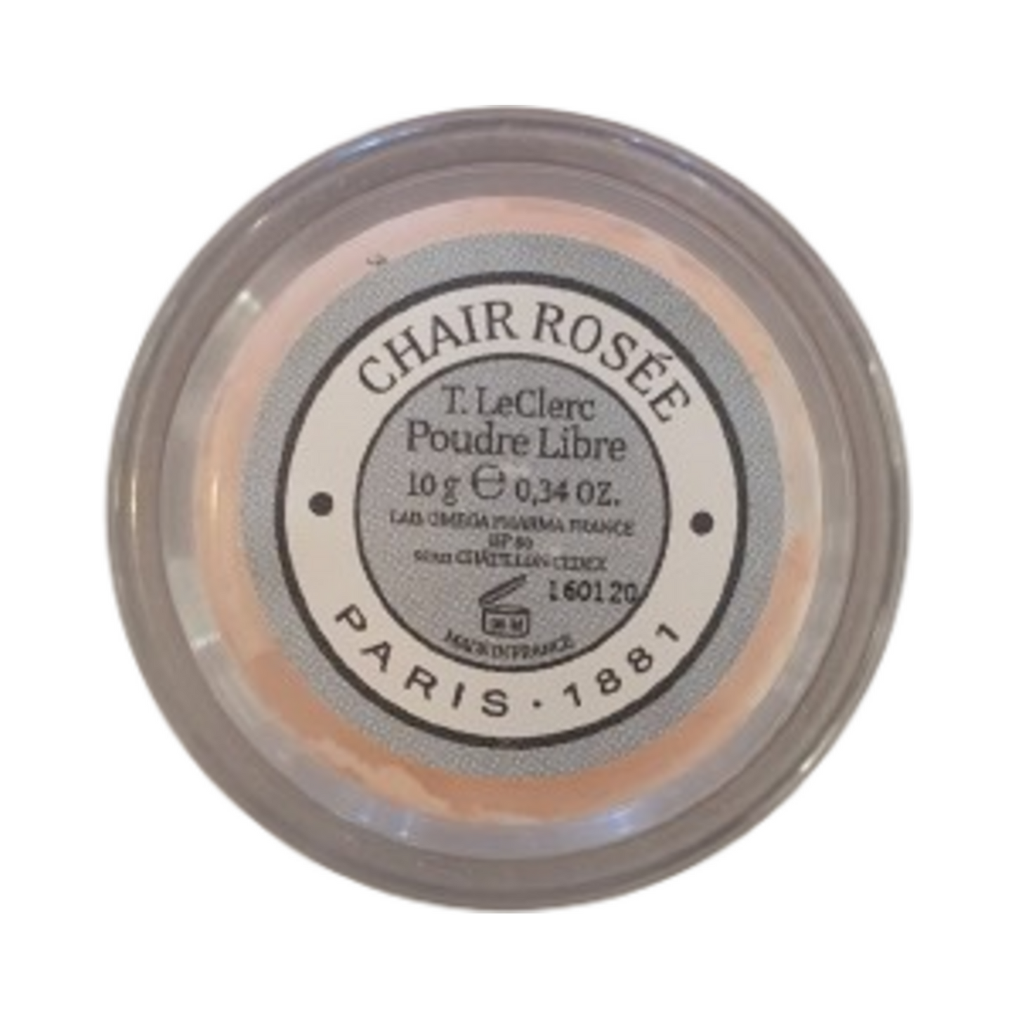 T LeClerc Loose Powder Chair Rosee, een geschenk zonder make-up voor het gezicht, ideaal voor een ongelijkmatige huidskleur, met een lichtgevende afwerking in een compacte ronde verpakking.