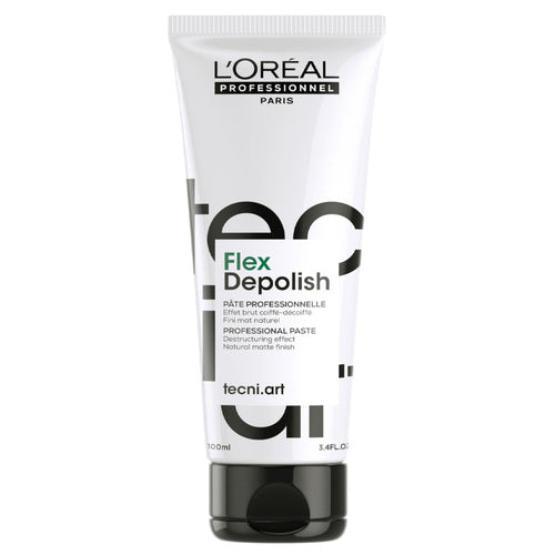 L'oreal TecniArt Flex Depolish 100 ml stylingpasta for hår, designet for allsidig skulptur med en dekonstruert matt finish.