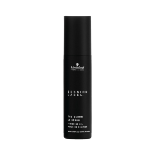 Schwarzkopf のセッション ラベル ザ セラム フィニッシング オイル ヘア トリートメント、縮れコントロールと輝きのための 100 ml ボトル、eSkinStore で入手可能。
