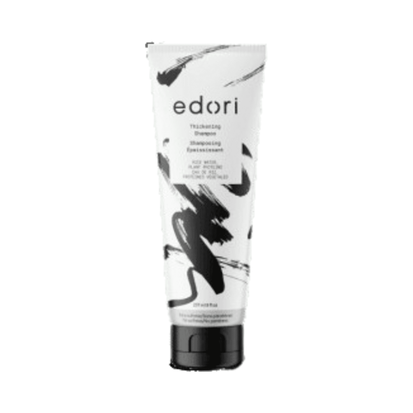 שפר את צפיפות השיער עם שמפו Edori Thickening בשפופרת אלגנטית לבן ושחור, אידיאלי להגברת נפח וחוזק עם חלבונים מהצומח.