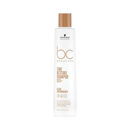 شامبو الشعر Schwarzkopf Bonacure Time Restore 250 مل، متوفر في مجموعة العناية بالشعر من eSkinStore لتنشيط الشعر الناضج.