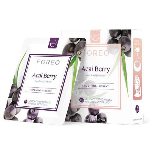 FOREO Acai Berry -kasvonaamio Farm-to-Face Collectionista, 6-pakkaus UFO-laitteelle. Antioksidanttirikas ihonhoito nuorekkaalle, säteilevälle iholle.
