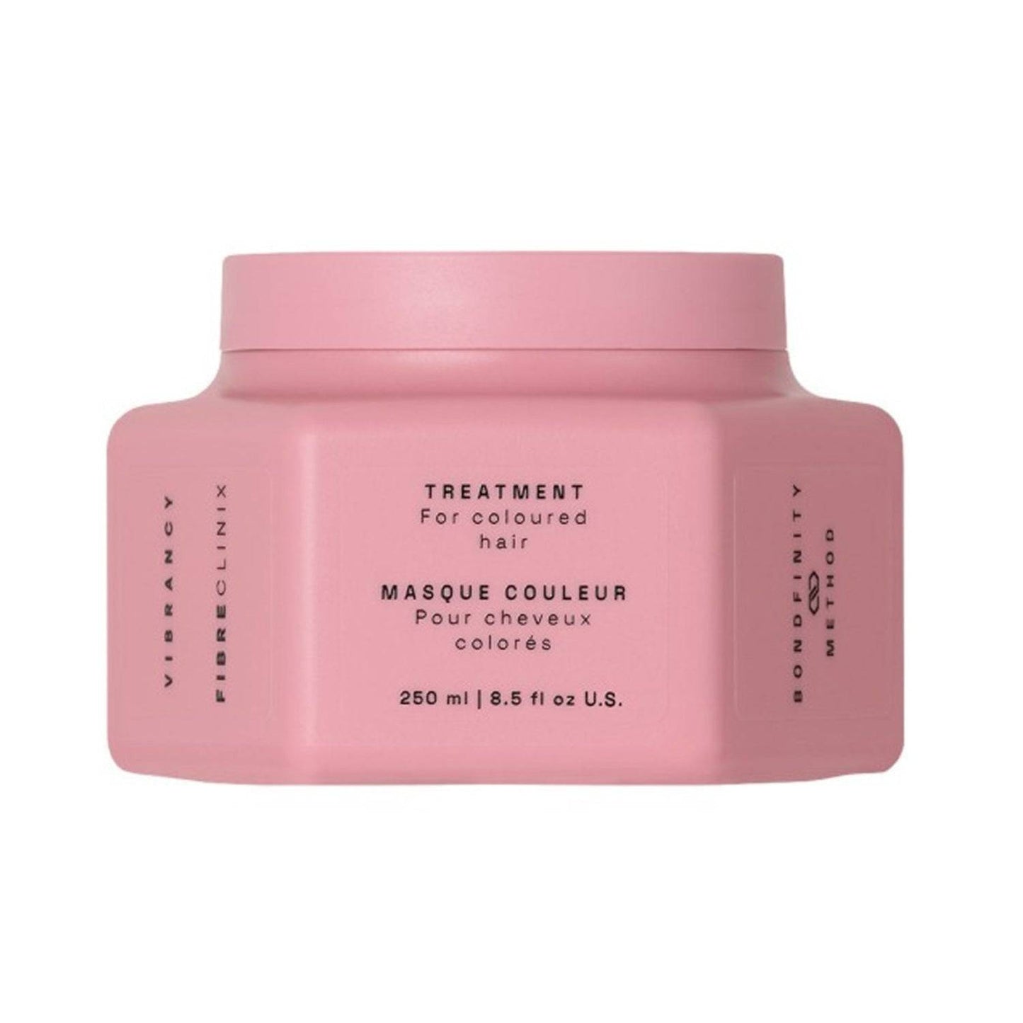 ファイバー クリニックス バイブランシー トリートメントは、250ml ピンクの瓶に入ったカラーヘア用で、色褪せを防ぎ、扱いやすさを高めるように設計されています。