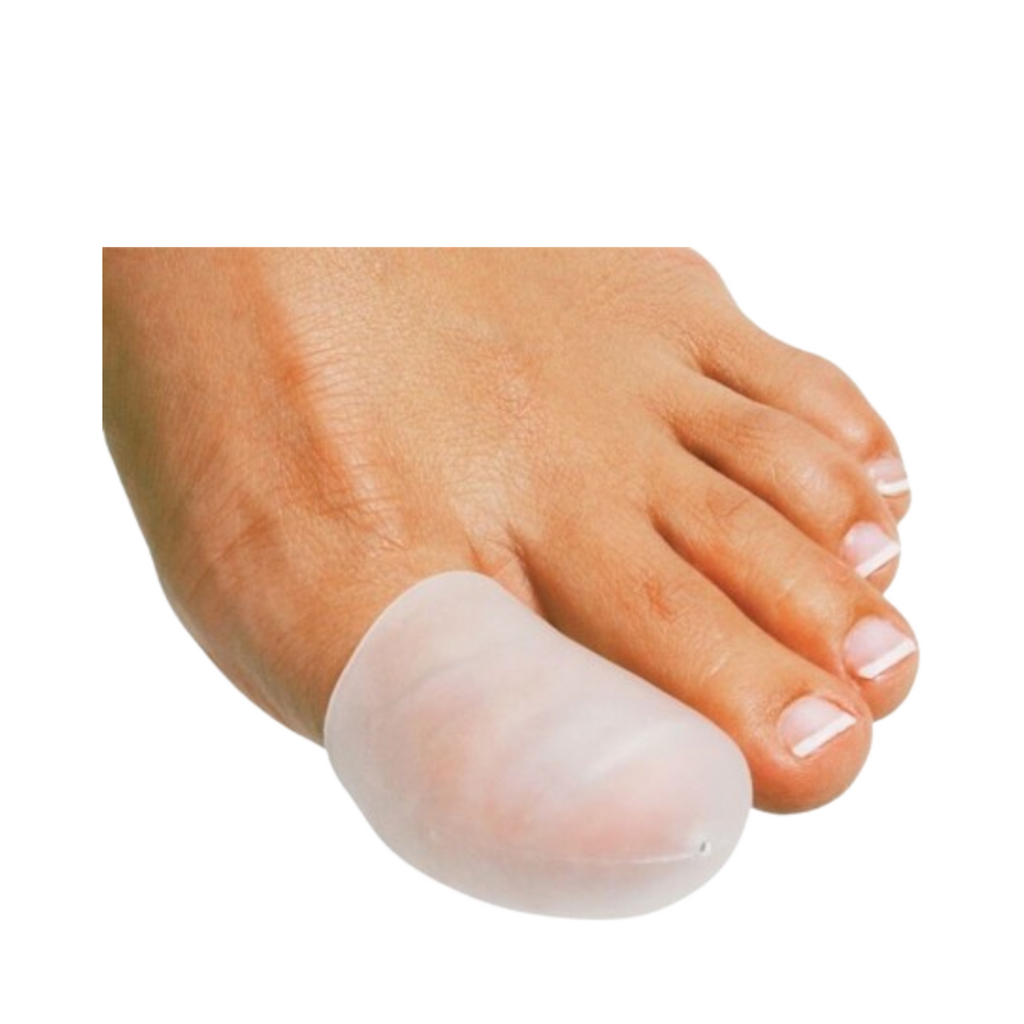 Chaussures Pedifix Visco-GEL All-Gel Toe Cap, présentant un rembourrage en gel pour le confort et la protection des orteils dans la routine de soins personnels.