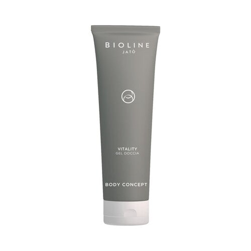 Αφρόλουτρο Bioline Vitality, 250ml/8,5 fl oz αφρόλουτρο σε μινιμαλιστικό γκρι σωληνάριο, σχεδιασμένο για ξηρό δέρμα και μέρος της συλλογής Body Concept.