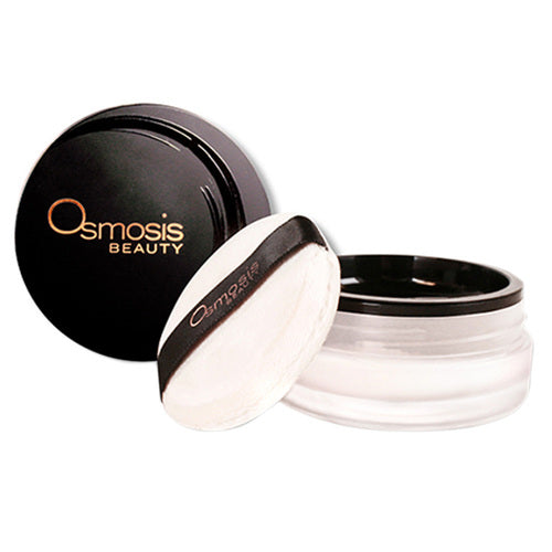 مسحوق Osmosis Voila Finishing Loose Powder 7 جرام في وعاء شفاف مع غطاء أسود ومنتفخ، مثالي لترطيب وتثبيت المكياج في فئة مكياج الوجه.