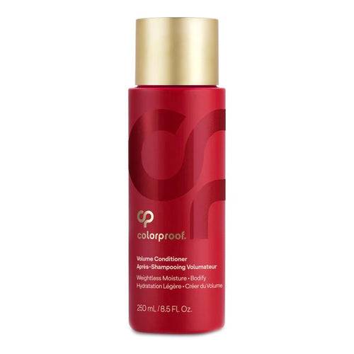 ColorProof Volume Conditioner, 250 ml/8,5 fl oz rød flaske med guldhætte, giver let fugt og volumengivende fordele til håret.