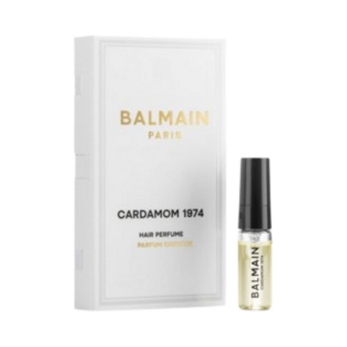 Profumo per capelli Balmain - Regalo gratuito | Cardamom 1974, campione deluxe per la cura dei capelli caratterizzato da un flacone spray compatto e una confezione premium per la freschezza dei capelli.