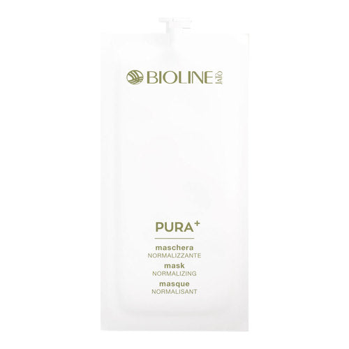 Bioline PURA+ Mask Normalizing φακελάκι, 10 x 20ml/0,7 fl oz, σχεδιασμένο για λιπαρό δέρμα για μείωση των σπυριών και σύσφιξη των πόρων για πιο λεία επιδερμίδα.
