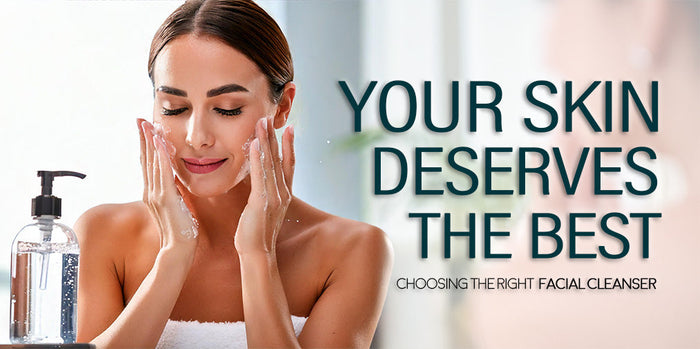 Woman washing face with cleanser – tips on choosing the best facial cleanser.