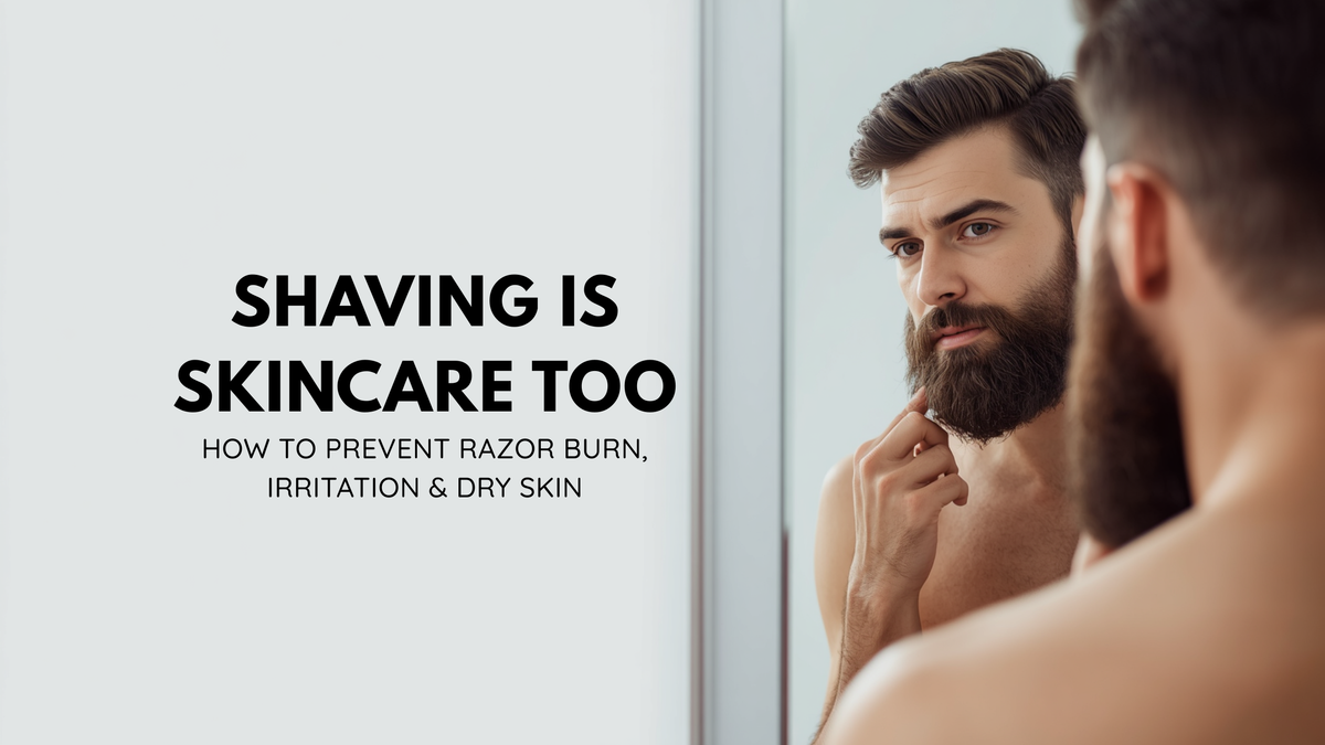 Man checking his beard on a mirror