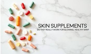 Supplements scattered on a table.