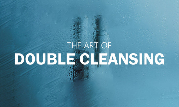The Art of Double Cleansing on a foggy mirror background.
