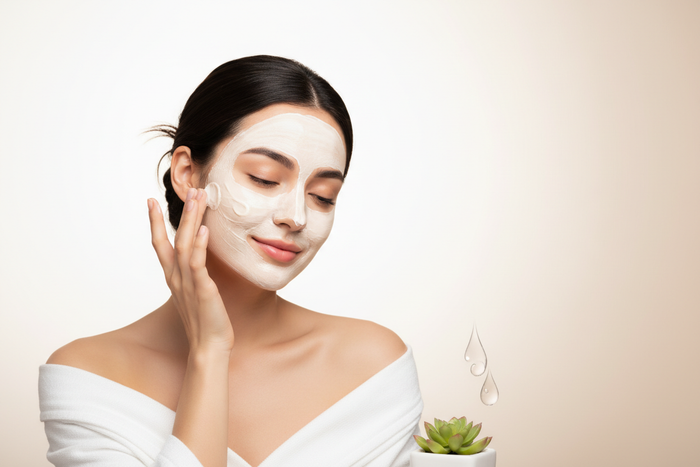 A woman with a face mask