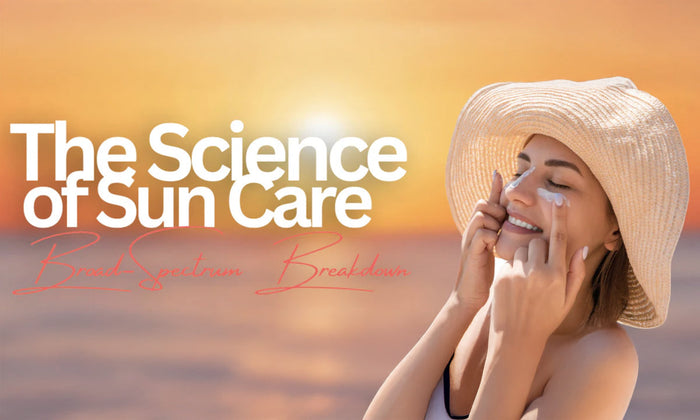 Woman applying sunscreen at sunset for broad-spectrum sun care.