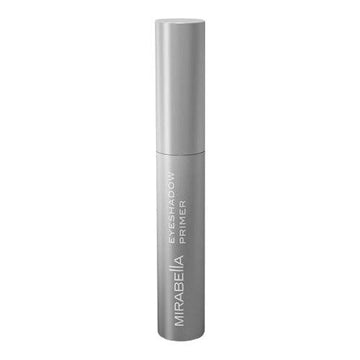 Mirabella Eyeshadow Primer - Waterproof in sleek silver tube packaging. Enhances eyeshadow longevity and vibrancy for all-day wear.